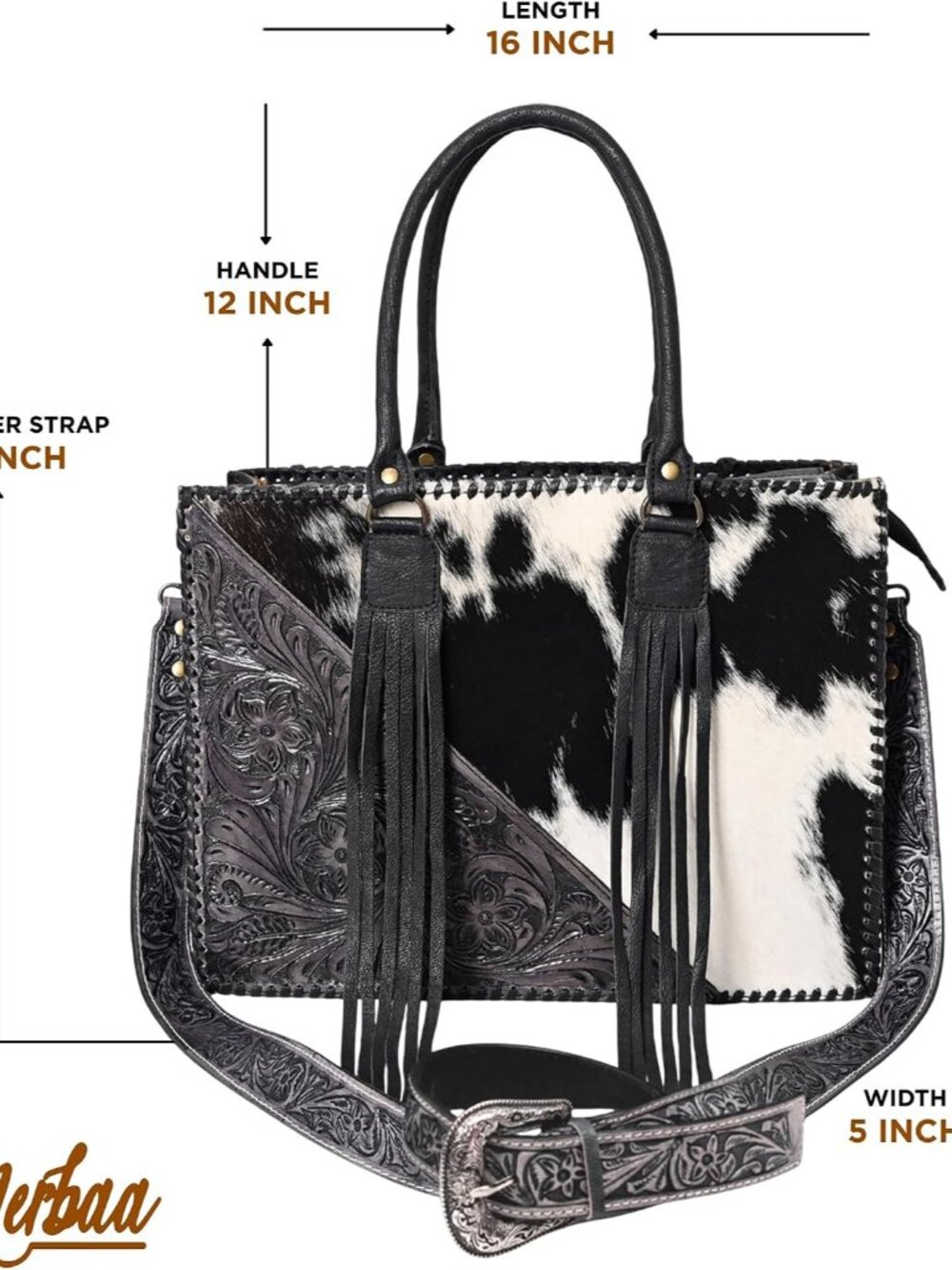 Women Natural Cowhide Leather Hand Bag With Adjustable Detachable Strap | Leathe - Picture 3 of 6